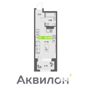 Студия квартира, вторичка, 28м2, 12/32 этаж