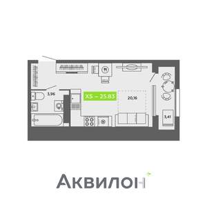 Студия квартира, сданный дом, 26м2, 12/16 этаж