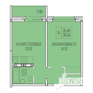 1-к квартира, вторичка, 38м2, 7/9 этаж