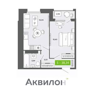 1-к квартира, вторичка, 38м2, 16/16 этаж