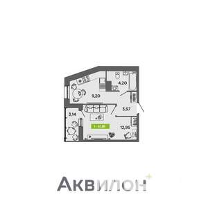 1-к квартира, вторичка, 32м2, 11/16 этаж