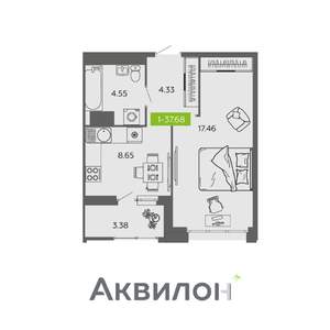 1-к квартира, вторичка, 38м2, 15/16 этаж