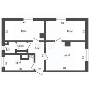 3-к квартира, вторичка, 51м2, 2/2 этаж