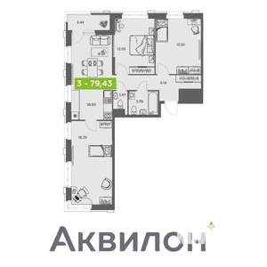 3-к квартира, вторичка, 79м2, 3/16 этаж