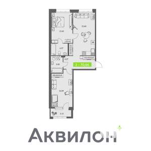 2-к квартира, вторичка, 71м2, 9/11 этаж