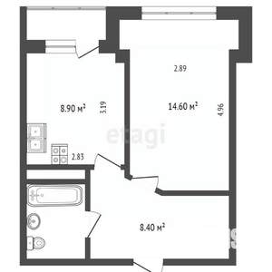 1-к квартира, вторичка, 35м2, 7/9 этаж