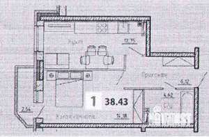 1-к квартира, сданный дом, 38м2, 5/8 этаж