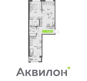 2-к квартира, вторичка, 71м2, 9/11 этаж