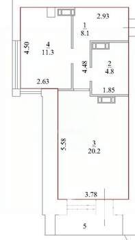 1-к квартира, вторичка, 45м2, 10/18 этаж
