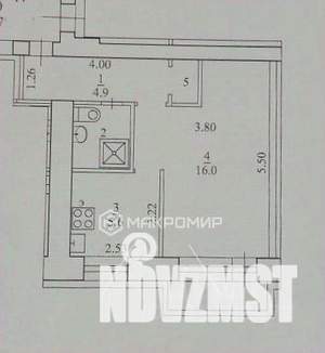 1-к квартира, вторичка, 33м2, 5/5 этаж