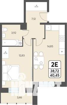 2-к квартира, вторичка, 40м2, 3/12 этаж