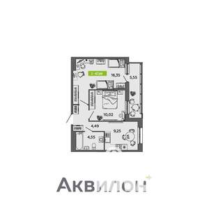 2-к квартира, вторичка, 47м2, 2/16 этаж
