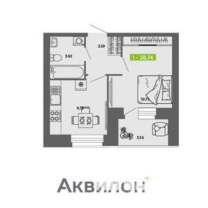 1-к квартира, вторичка, 29м2, 9/11 этаж