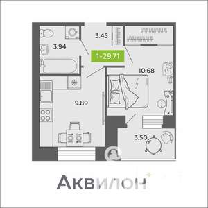 1-к квартира, вторичка, 30м2, 9/11 этаж