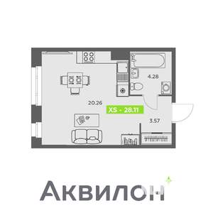 Студия квартира, вторичка, 28м2, 12/16 этаж