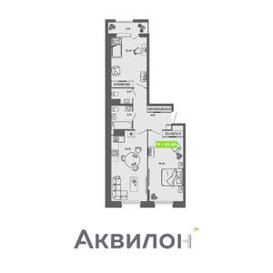 2-к квартира, вторичка, 65м2, 4/16 этаж