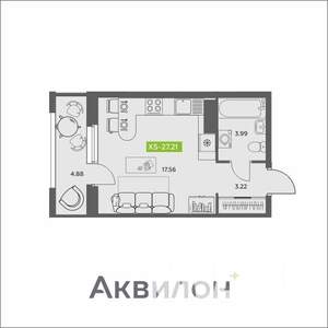 Студия квартира, вторичка, 27м2, 12/16 этаж