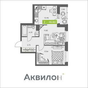 1-к квартира, вторичка, 47м2, 8/8 этаж