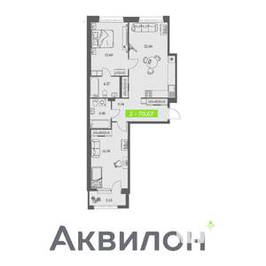 2-к квартира, вторичка, 71м2, 7/11 этаж