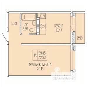 1-к квартира, вторичка, 42м2, 8/9 этаж