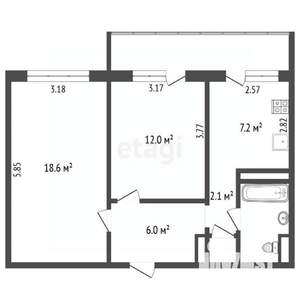 2-к квартира, вторичка, 51м2, 2/9 этаж