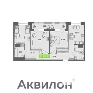 3-к квартира, вторичка, 68м2, 12/16 этаж