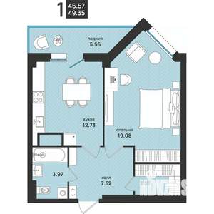 1-к квартира, вторичка, 49м2, 10/13 этаж