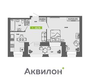 1-к квартира, вторичка, 46м2, 8/11 этаж
