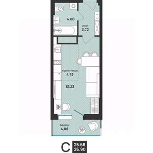 Студия квартира, вторичка, 27м2, 13/13 этаж