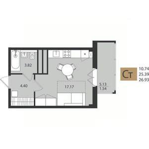 Студия квартира, вторичка, 27м2, 13/16 этаж