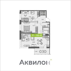 2-к квартира, вторичка, 68м2, 6/8 этаж