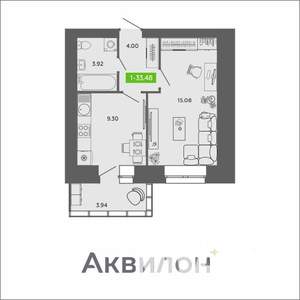 1-к квартира, сданный дом, 33м2, 7/11 этаж