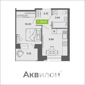 1-к квартира, вторичка, 29м2, 10/11 этаж