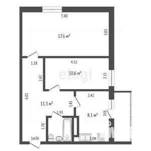 2-к квартира, вторичка, 51м2, 7/10 этаж