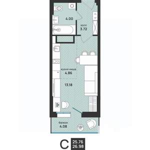 Студия квартира, вторичка, 27м2, 10/13 этаж