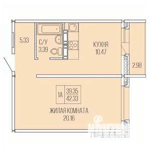 1-к квартира, вторичка, 42м2, 2/9 этаж